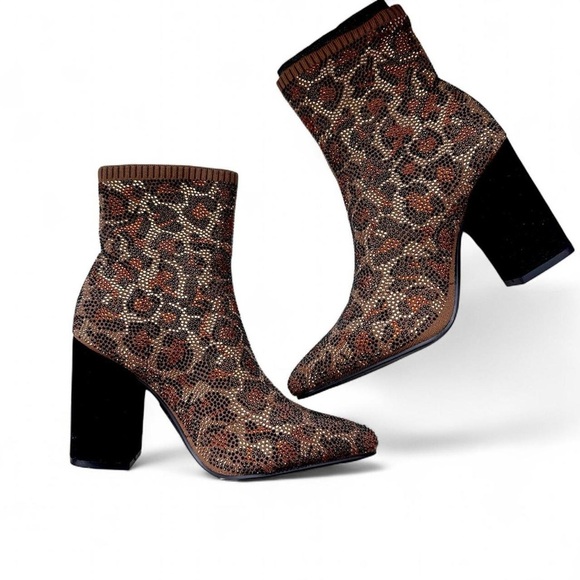 MIA Brown Marlena Leopard Spot Knit Boot 6.5 NWT - Picture 4 of 8